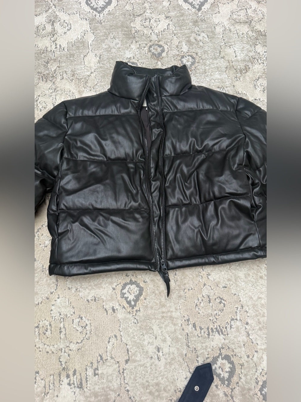 Bagatelle Collection Black Faux Leather Puffer Jacket Small
